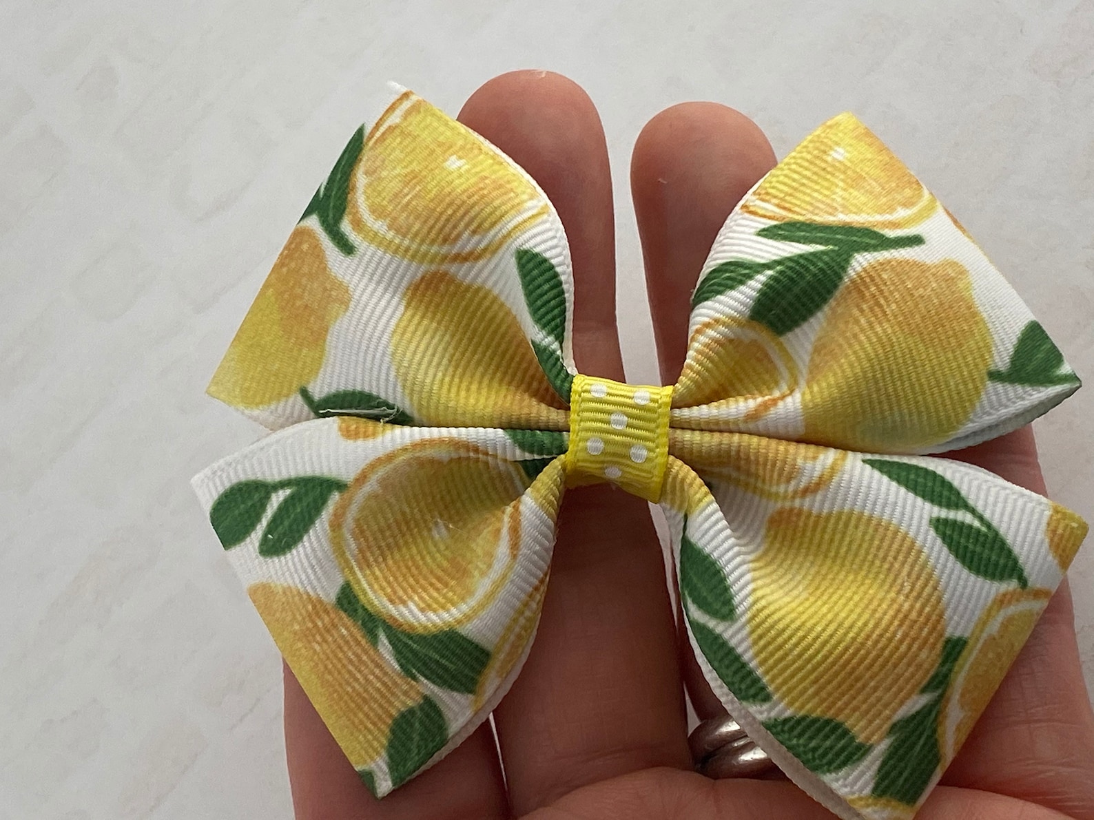 Lemon Hair Bow Lemon Bow Lemon Print Bow Headband Summer Etsy