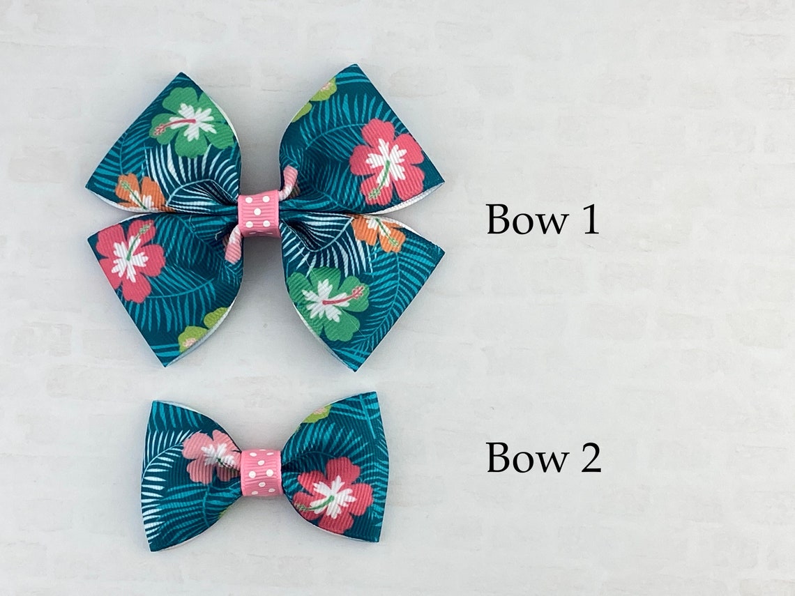 Hawaiian hair bow floral bow hibiscus hair bow summer hair | Etsy
