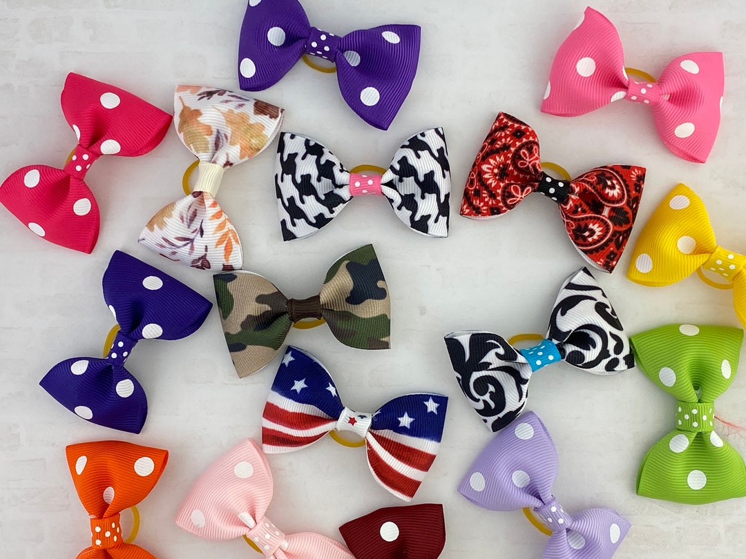 Dog Hair Bows, 2.5 Inch Hair Bow for Dogs, Rubber Band Dog Hair Bows