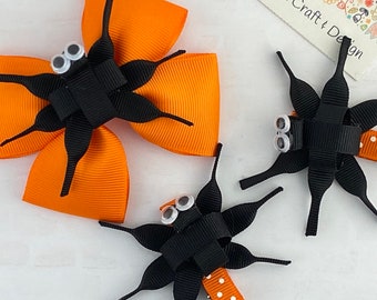 Spider Hair Bow, spider Hair Bow, Halloween Hair Bow, Girls Hair Bow, Toddler Hair Bow, Pigtail Bow