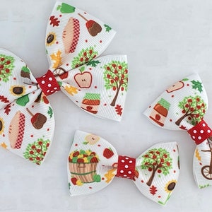 Apple Hair Bow, Apple Bow, Girl Hair Bow, Toddler Hair Bow, Baby Hair Bow