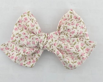 Pink Floral Hair Bow, Pink Bow, Floral Bow, Girl Hair Bow, Toddler Hair Bow, Baby Hair Bow, Baby Headband
