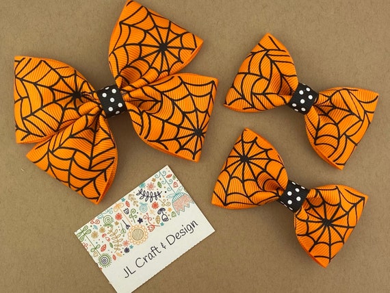 Halloween Girls Hair Bow, Halloween Bow, Toddler Hair Bow, Baby Hair Bow, Spiderweb Hair Bow, Halloween Bow, Halloween Party Bow