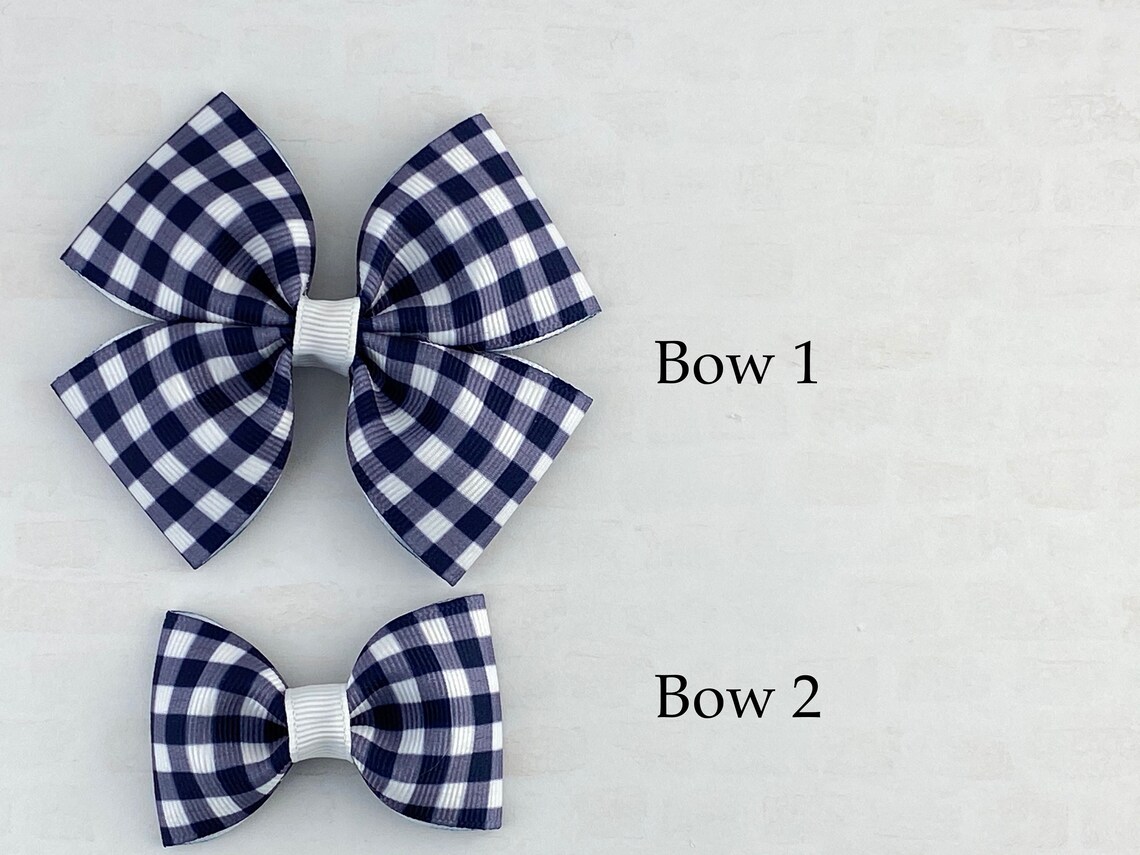 Blue Gingham Hair Bow Clips - wide 11