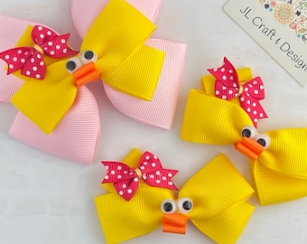 Duck Bow, Duck Hair Bow, Duck Hair Clip, Rubber Ducky Bow, Girl Hair Bow, Toddler Hair Bow, Baby Hair Bow, Pigtail