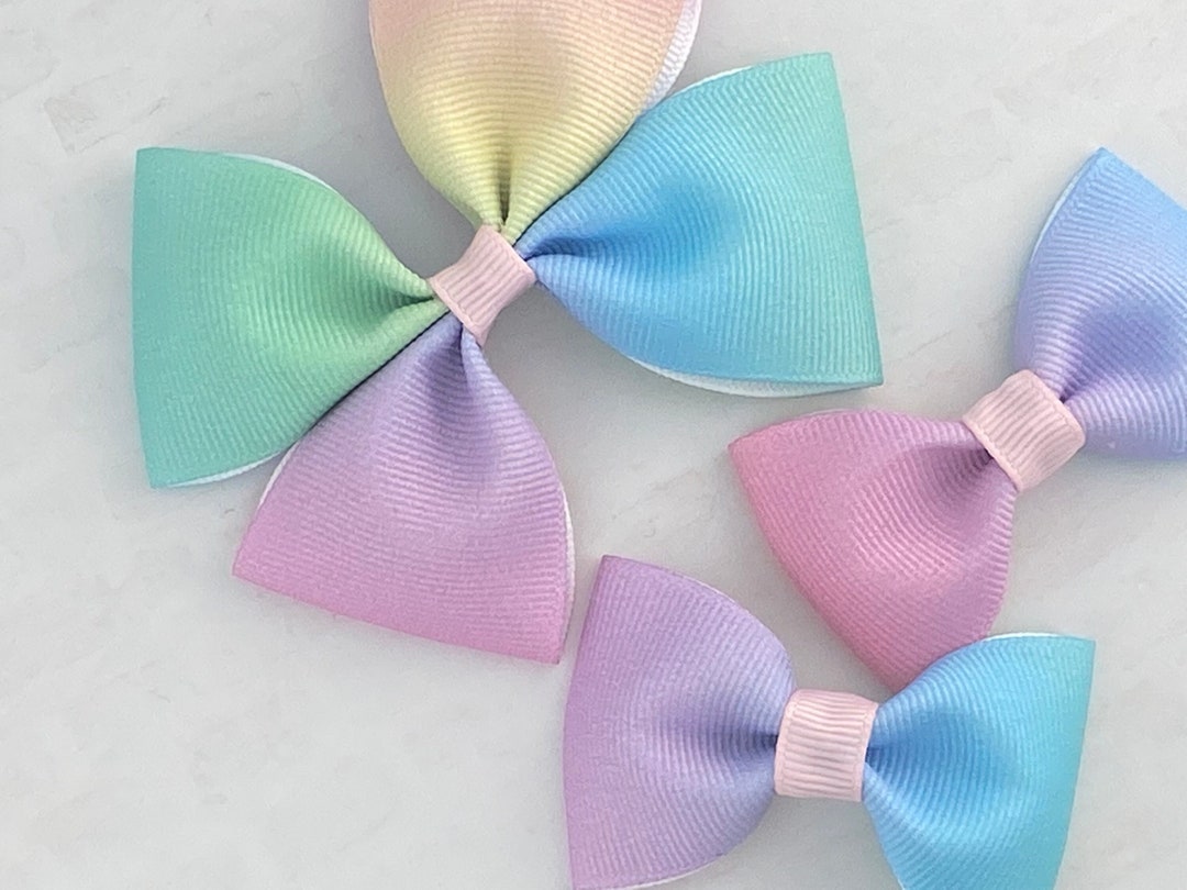 Pastel Rainbow Hair Bow, Pastel Hair Bow, Rainbow Hair Bow, Girl Hair