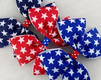 Patriotic Star Hair Bow: 4th of July Clip or Headband