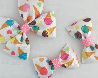 Ice Cream Hair Bow, Ice Cream Cone Hair Bow, Toddler Hair Bow, Baby Hair Bow, Girl Hair Bow