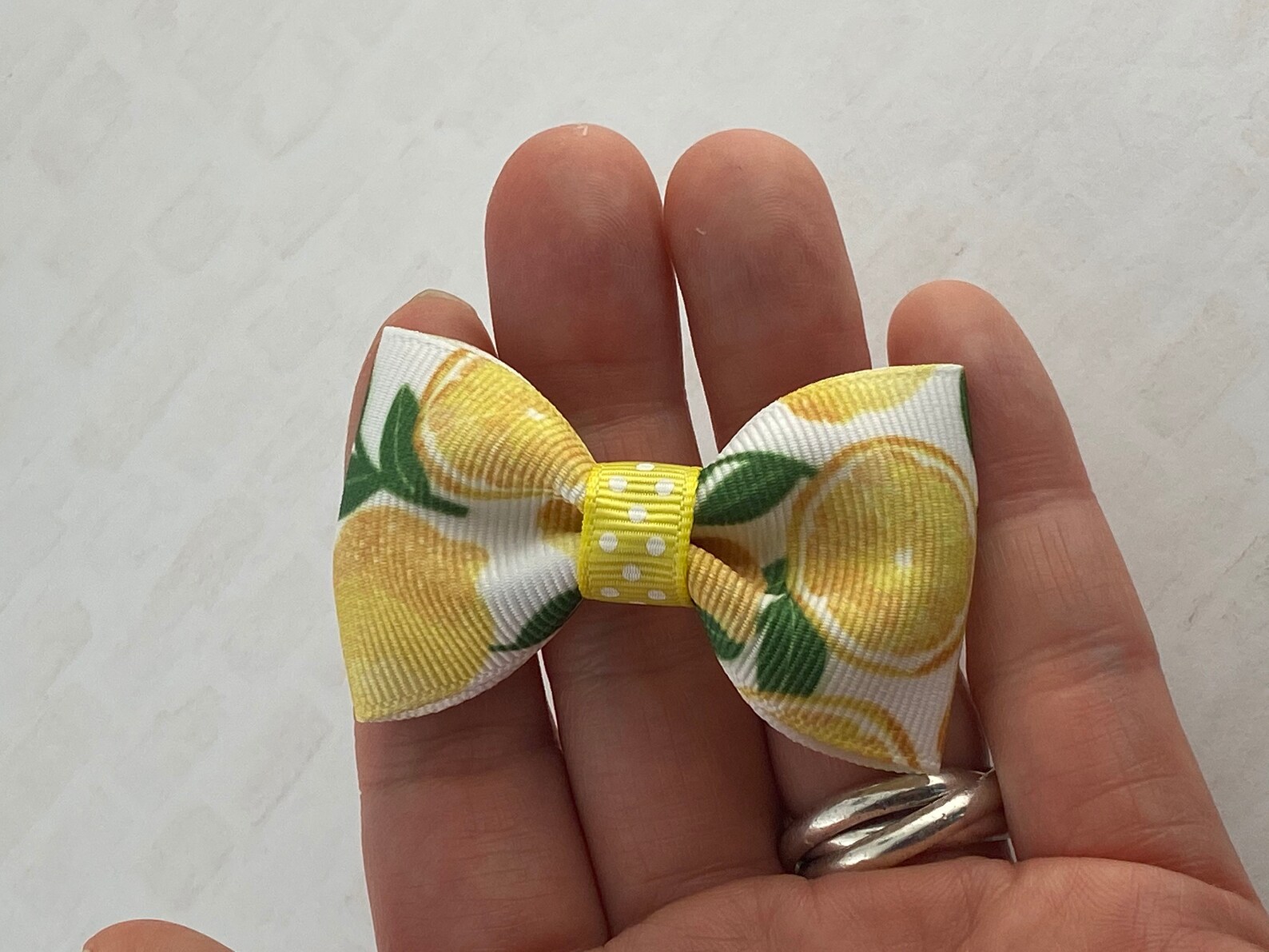 Lemon Hair Bow Lemon Bow Lemon Print Bow Headband Summer Etsy