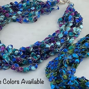Crocheted Necklace, Lightweight Necklace, Multi Strand Necklace, Crocheted Jewelry