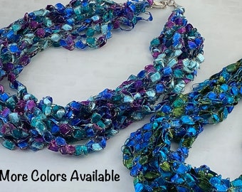 Crocheted Necklace, Lightweight Necklace, Multi Strand Necklace, Crocheted Jewelry