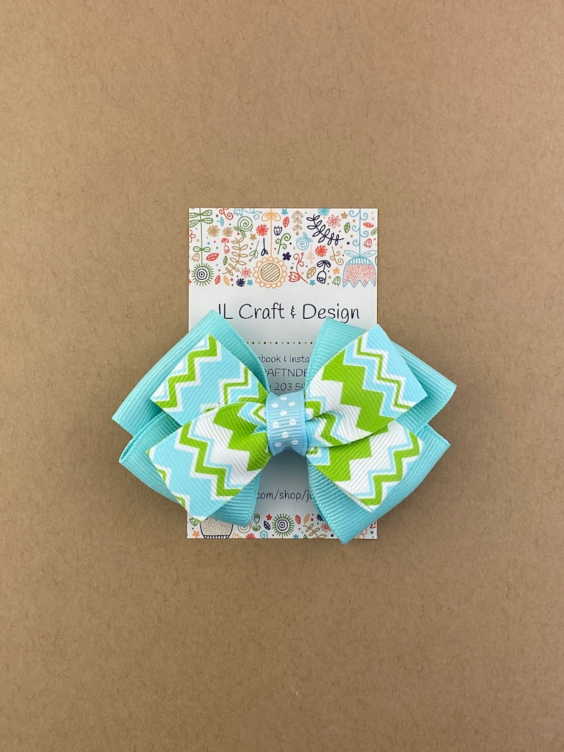 Teal Chevron Bow Chevron Hair Clip Girls Hair Clip Green Bow Chevron Bow Teal Hair Clip Teal Hair Bow Teal Hair Bow Chevron Hair Bow