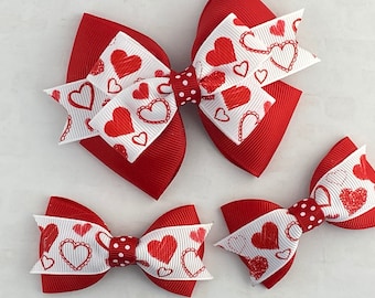 Valentine’s Day Hair Bow, Valentines Day Hair Bow, Hearts Hair bow, Girl Hair Bow, Toddler Hair Bow, Baby Hair Bow