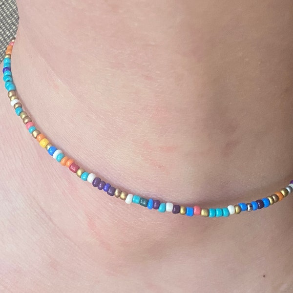 Multi colored Beaded Anklet, Handmade Beaded Anklet