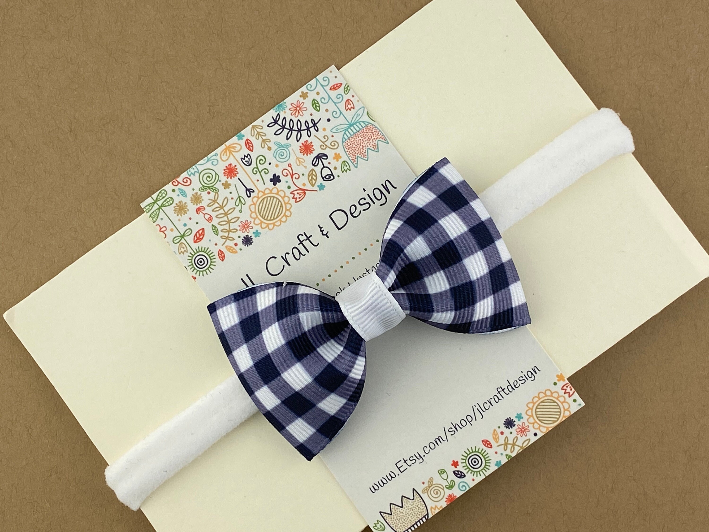 Navy Blue Gingham Hair Bow Blue Gingham Bow Blue Hair Bow | Etsy