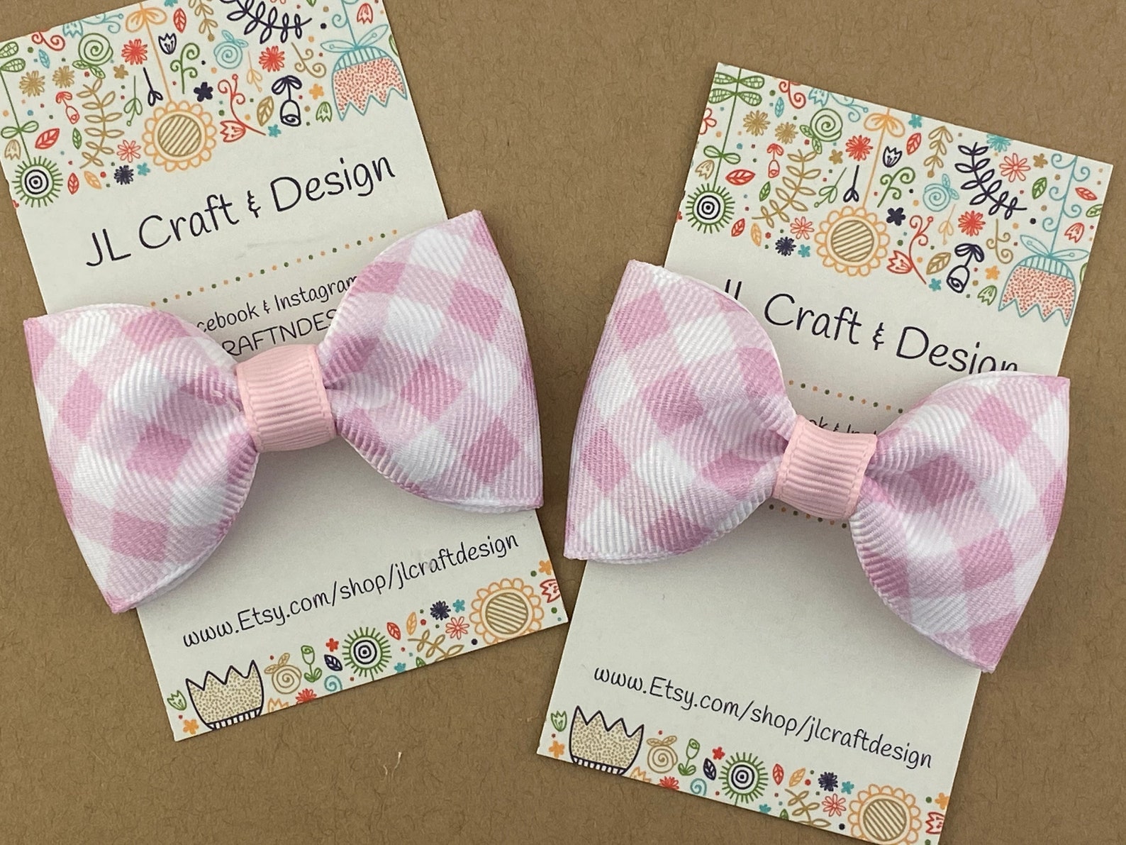 Light Pink Gingham Hair Bow Light Pink Hair Bow Pink Bow | Etsy