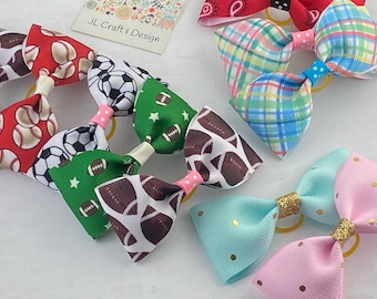 Dog Hair Bows, 3.5 inch Bow for Dog, Hair Bow for Dogs, Rubber Band Dog Hair Bows, Bows for Dogs, Bow Clips for Dog