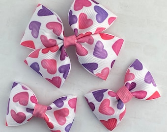 Valentine's Day Hair Bow, Hearts Hair Bow, Valentines Day hearts Hair Bow, Girl Hair Bow, Baby Hair Bow, Toddler Hair Bow