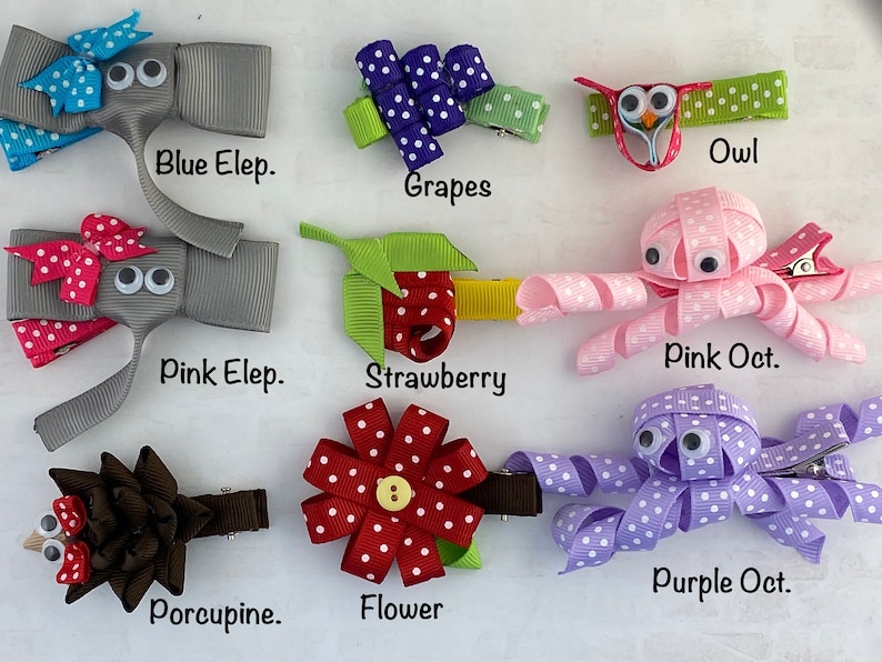Ribbon Sculpture Hair Clip, Animal Hair Clip, Girl Hair Clip, Toddler Hair Clip, Birthday Party Favors image 3