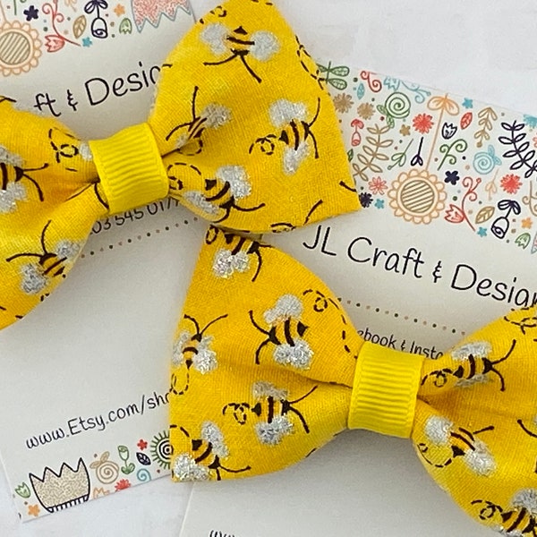 Bumble Bee Hair Bows, Honey Bee Bow, Yellow Bee Bow, Bee Bow, Honey Bee Bow, Hair Bow, Bee Hair Clip, Bee Hair Bows. Bee Pigtail Bow