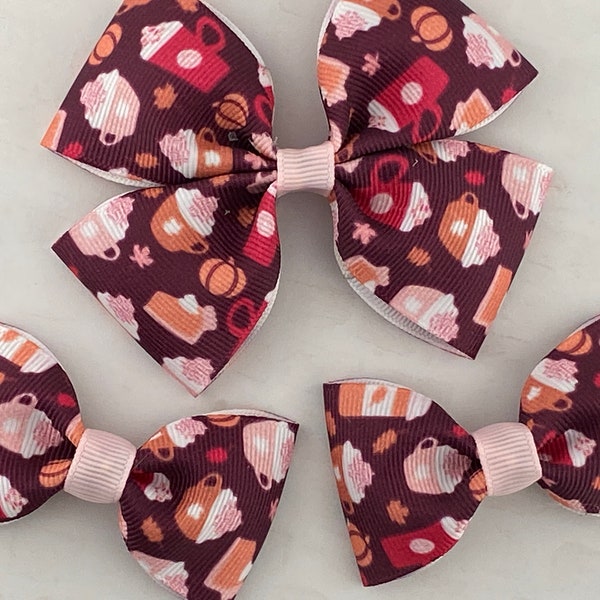 Hot chocolate Hair Bow, Latte Hair Bow, Fall Hair Bow, Hot Cocoa Hair Bow, Girl Hair Bow, Baby Hair Bow, Toddler Hair Bow, Pumpkin Latte Bow