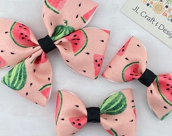 Watermelon Hair Bow, Summer Hair Bow, Watermelon Bow, Watermelon Hair Clip, Toddler Headband, Fruit Hair Bow, Pink Watermelon Hair Clip