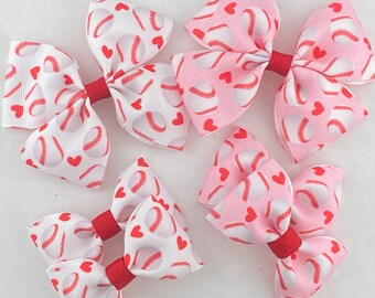 Baseball Hair Bow, Girl Hair Bow, Toddler Hair Bow, Baby Headband, Baseball Hair Tie, Baseball Pigtail Bow, Baseball Ponytail Tie Bow