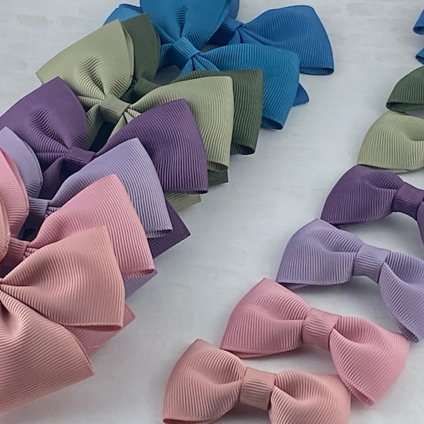Muted Color Bow, Sage Green Bow, Muted Solid Bows, Pink Hair Bow, Purple Bow,  Girl hair Bow, Toddler Hair Bow, Baby hair Bow, Baby Headband