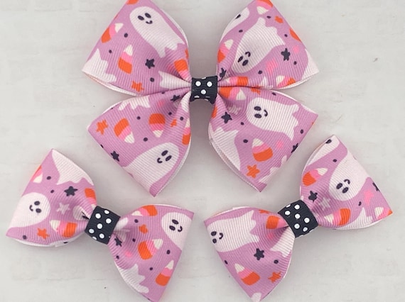 Halloween Hair Bow, Ghost Hair Bow, Girl Hair Bow, Toddler Hair Bow, Baby Headband, Pigtail Bows