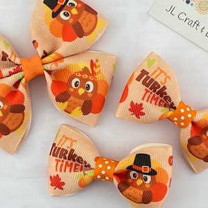 Thanksgiving Turkey Hair Bow, Thanksgiving Hair Clip, Turkey Bow, Turkey Hair Clip, Brown Bow, Brown Thanksgiving Hair Clip, Girls Hair Clip