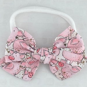 Pig Hair Bow, Pig Hair Clip, Pig Bow, Pig Headband, Pig Baby Bow, Pink Pig Hair Bow, Pig Birthday Bow, Pig Girl Bow, baby bow