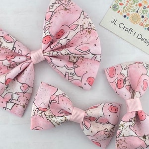 Pig Hair Bow, Pig Hair Clip, Pig Bow, Pig Headband, Pig Baby Bow, Pink Pig Hair Bow, Pig Birthday Bow, Pig Girl Bow, Pig pigtail Bow