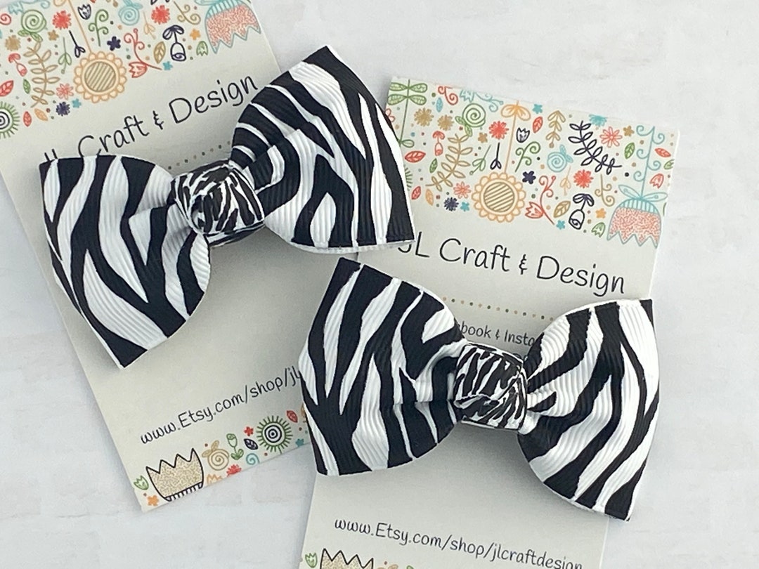 Zebra Hair Bow, Zebra Hair Clip, Zebra Bow, Black and White Bow, Zebra