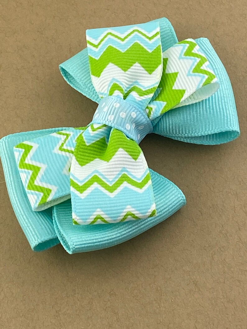 Teal Chevron Bow Chevron Hair Clip Girls Hair Clip Green Bow Chevron Bow Teal Hair Clip Teal Hair Bow Teal Hair Bow Chevron Hair Bow