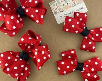 RED & WHITE POLKA DOT DRESS & HAIR BOW FITS 14" W.W & GLITTER GIRLS HANDMADE RED & WHITE POLKA DOT DRESS & HAIR BOW FITS 14" W.W & GLITTER GIRLS HANDMADE