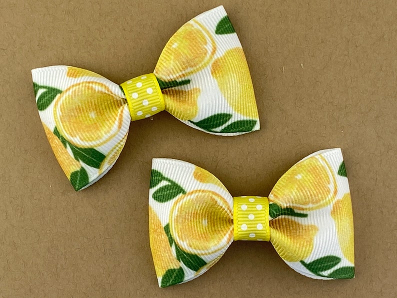 Lemon Hair Bow Lemon Bow Lemon Print Bow Headband Summer Etsy