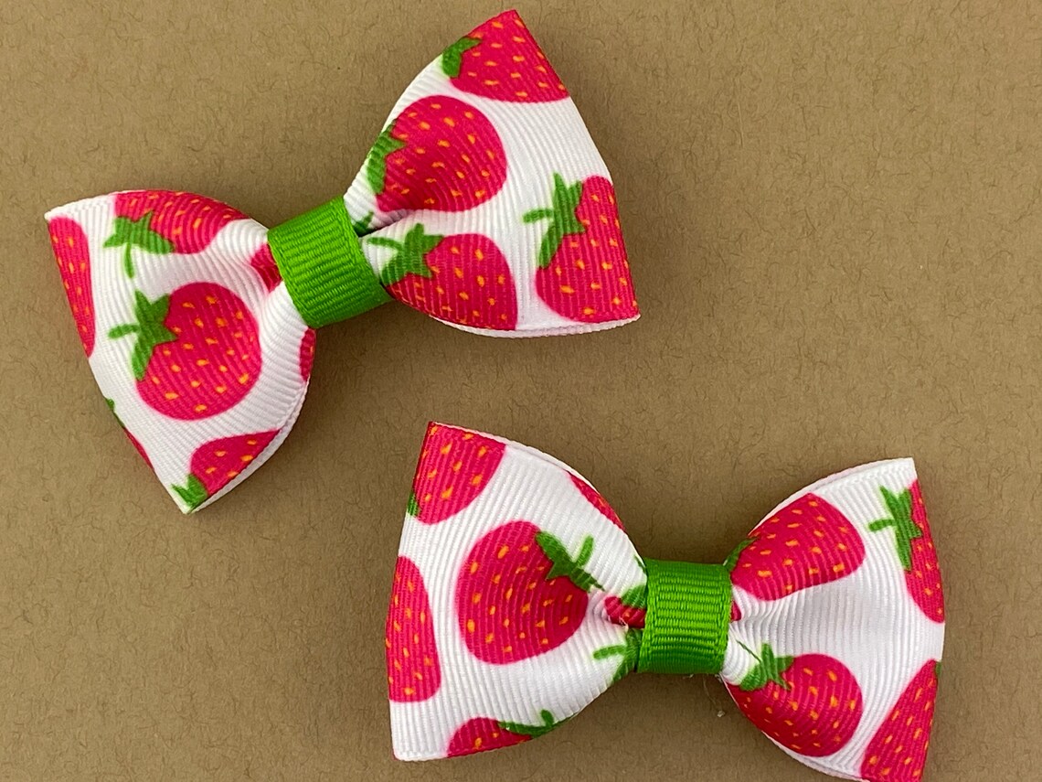 Strawberry Hair Bow Strawberry Hair Clip Strawberry Bow Etsy