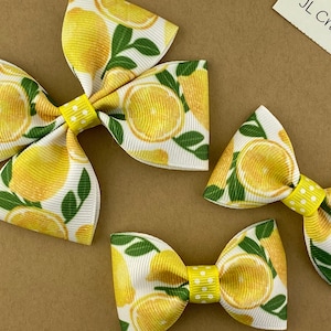 Lemon Hair Bow, Lemon Bow,  Lemon Print Bow Headband, Summer Hair bow, Lemon Bow Headband, Baby Hair Bow, Lemon Hair Clip