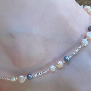 Pearl Anklet, Freshwater Pearl Anklet, Multi Color Pearl Anklet, Handmade beaded Pearl Anklet, Natural Tone Freshwater Pearl Anklet, Anklet
