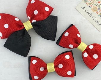 Red Polka Dot Hair Bow, Red Polka Dot Bow, Red and Black Hair Bow, Baby Hair Bow, Toddler Hair Bow, Girl Hair Bow, Red Polka Dot Hair Bow