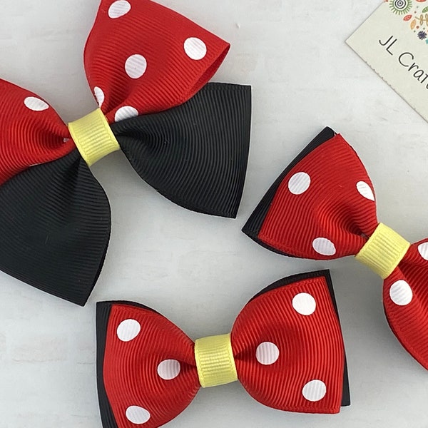 Red Polka Dot Hair Bow, Red Polka Dot Bow, Red and Black Hair Bow, Baby Hair Bow, Toddler Hair Bow, Girl Hair Bow, Red Polka Dot Hair Bow