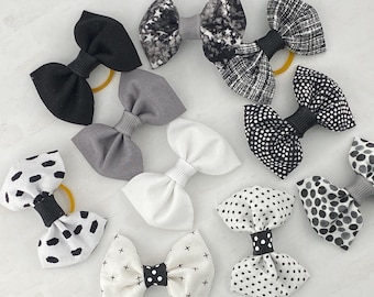 Dog Hair Bow, Black and White Bow for Dog, Black and White Bow, Gray Dog Hair Bow