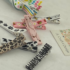 Ribbon covered Clips, baby hair clips, baby hair clips fully lined Clips, Toddler Hair Clip, Small Hair Clips, Baby Shower Gift, Hair Clip