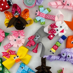 Ribbon Sculpture Hair Clip, Animal Hair Clip, Girl Hair Clip, Toddler Hair Clip, Birthday Party Favors image 1