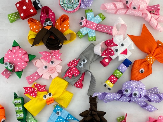 Ribbon Sculpture Hair Clip, Animal Hair Clip, Girl Hair Clip, Toddler Hair Clip, Birthday Party Favors