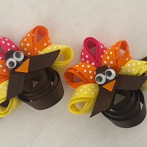 Turkey Hair Bow, Thanksgiving Hair Bow, Turkey Bow, Girl Hair Bow, Toddler Hair Bow