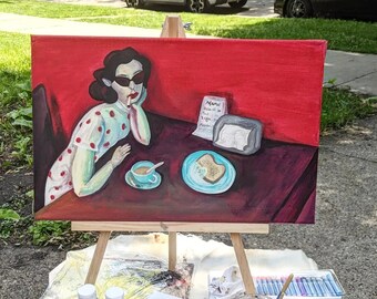 Ragazza del caffè d'epoca
