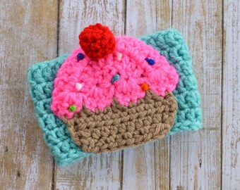 Cupcake | Cake | Cupcake Crochet Coffee Cozy | Coffee Sleeve | Birthday Cake