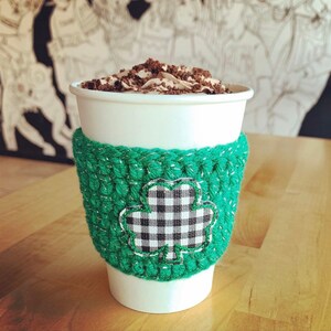 Buffalo Plaid Shamrock Coffee Cozy | Buffalo Plaid | Coffee Cozy | Shamrock | St Pattys Day
