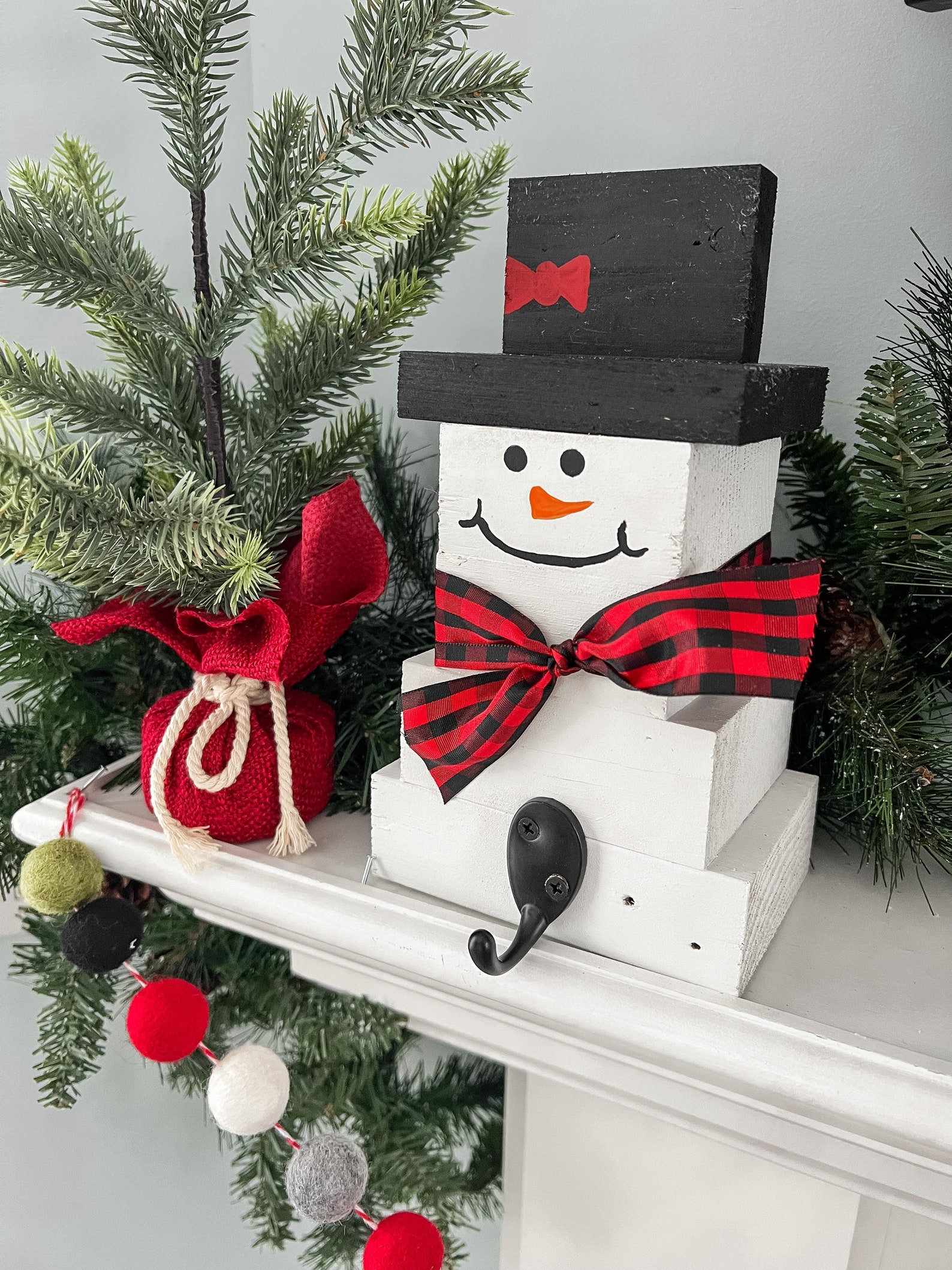 Wood Snowman Handmade Stocking Holder Snowman Stocking Etsy